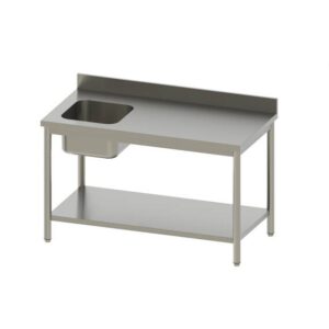 Vaiotec Topline Cheftisch / Becken links mit Aufkantung, 1600 x 600 mm