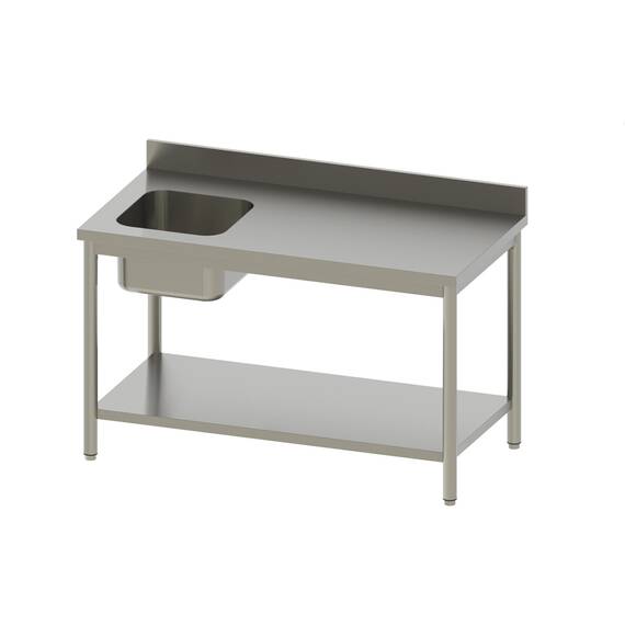 Vaiotec Topline Cheftisch / Becken links mit Aufkantung, 1800 x 600 mm