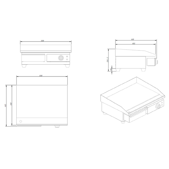 Vaiotec Elektro Grillplatte, Grillfläche glatt, 550 x 445 mm