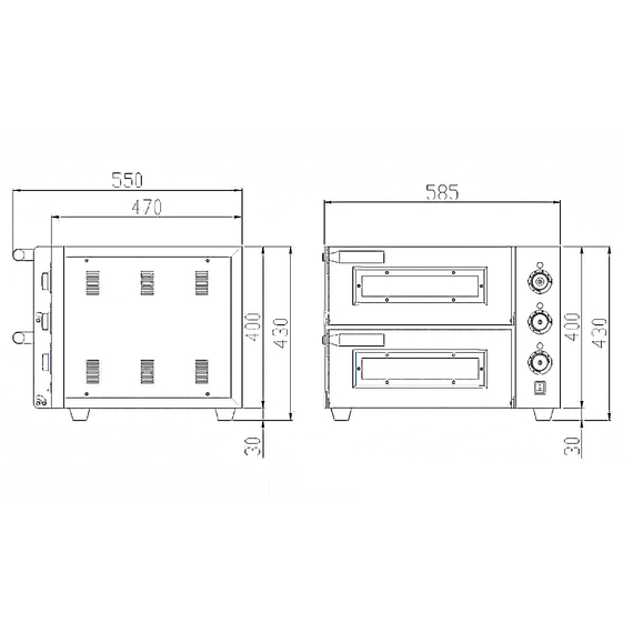 Vaiotec Elektro Pizzaofen mit 2 Backkammern, 585 x 570 mm
