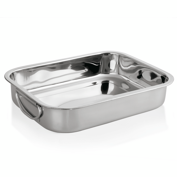 Essentials Bräter/Auslageschale mit Fallgriffen, 37 x 27 x 6 cm, Chromnickelstahl