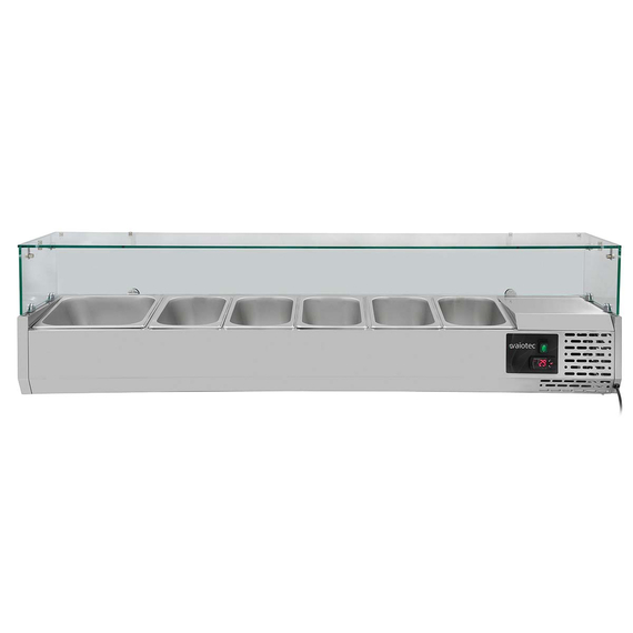 Vaiotec Pizzakühltisch / 1-türig & 7 Schubladen "grau" inkl. Kühlaufsatz GN1/3, 1510 x 800 mm