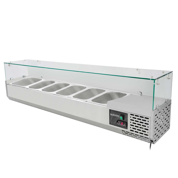 Vaiotec Pizzakühltisch / 1-türig & 7 Schubladen "grau" inkl. Kühlaufsatz GN1/3, 1510 x 800 mm