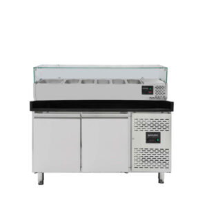 Vaiotec Pizzakühltisch / 2-türig "schwarz" inkl. Kühlaufsatz GN1/3, 1510 x 800 mm