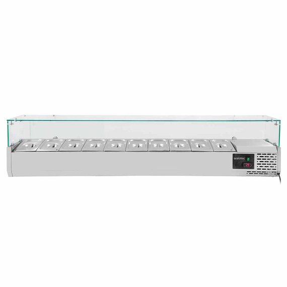 Vaiotec Pizzakühltisch / 2-türig & 7 Schubladen "schwarz" inkl. Kühlaufsatz GN1/4, 2020 x 800 mm