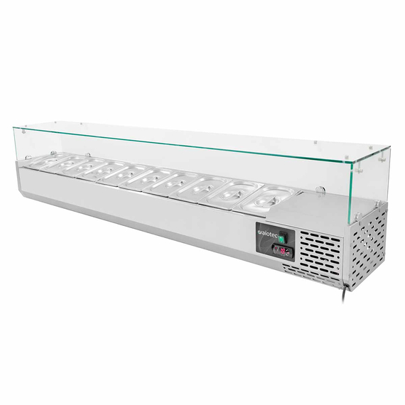 Vaiotec Pizzakühltisch / 2-türig & 7 Schubladen "schwarz" inkl. Kühlaufsatz GN1/4, 2020 x 800 mm