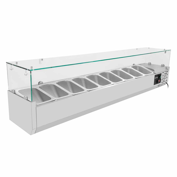 Vaiotec Pizzakühltisch / 2-türig & 7 Schubladen "schwarz" inkl. Kühlaufsatz GN1/4, 2020 x 800 mm