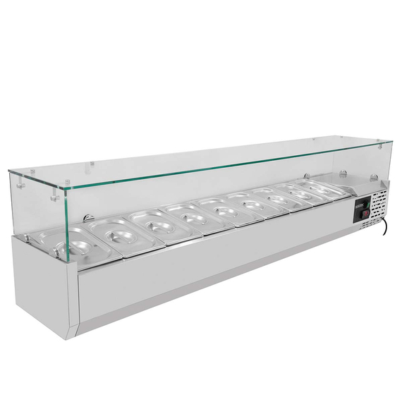 Vaiotec Pizzakühltisch / 2-türig & 7 Schubladen "schwarz" inkl. Kühlaufsatz GN1/3, 2020 x 800 mm