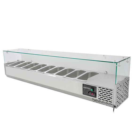 Vaiotec Pizzakühltisch / 2-türig & 7 Schubladen "schwarz" inkl. Kühlaufsatz GN1/3, 2020 x 800 mm