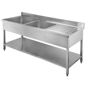 Vaiotec Spültisch / 2 Becken links und Abtropffläche, 1600 x 700 mm
