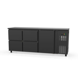 Vaiotec Topline Barkühltisch schwarz / 1 Tür & 4 Schubladen, 2025 x 530 mm