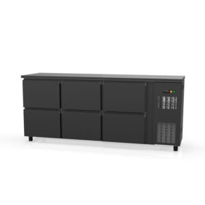 Vaiotec Topline Barkühltisch schwarz / 6 Schubladen, 2025 x 530 mm