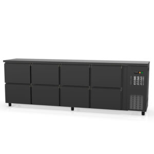 Vaiotec Topline Barkühltisch schwarz / 8 Schubladen, 2565 x 530 mm