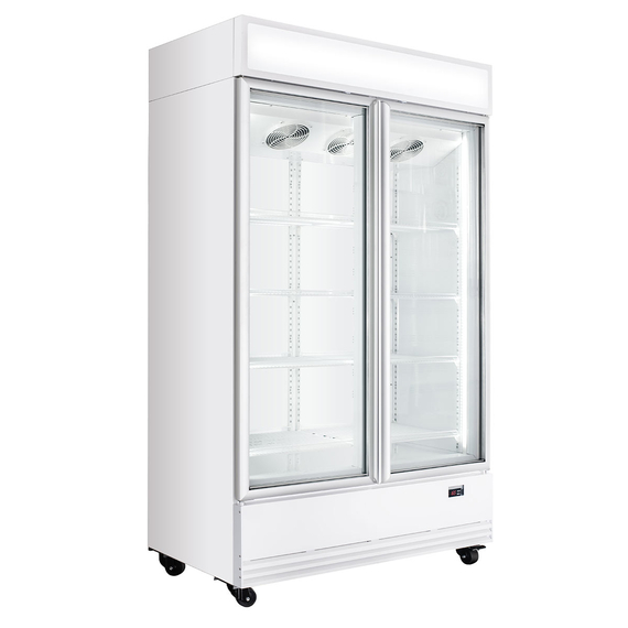 Vaiotec Topline Getränkekühlschrank 2 Türen / 1040 Liter mit Leuchtaufsatz "weiß", 1280 x 742 mm