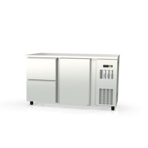 Vaiotec Topline Barkühltisch Edelstahl / 1 Tür & 2 Schubladen, 1485 x 530 mm