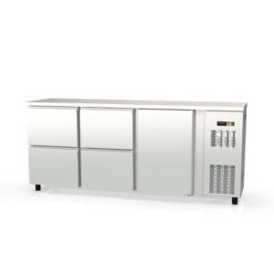 Vaiotec Topline Barkühltisch Edelstahl / 1 Tür & 4 Schubladen, 2025 x 530 mm