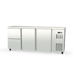 Vaiotec Topline Barkühltisch Edelstahl / 2 Türen & 2 Schubladen, 2025 x 530 mm