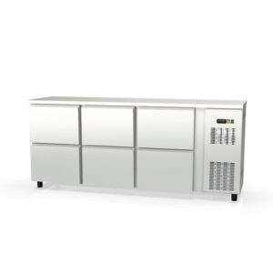 Vaiotec Topline Barkühltisch Edelstahl / 6 Schubladen, 2025 x 530 mm