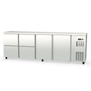 Vaiotec Topline Barkühltisch Edelstahl / 2 Türen & 4 Schubladen, 2565 x 530 mm