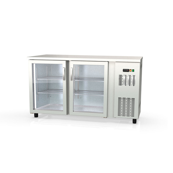 Vaiotec Topline Barkühltisch Edelstahl / 2 Glastüren, 1485 x 530 mm