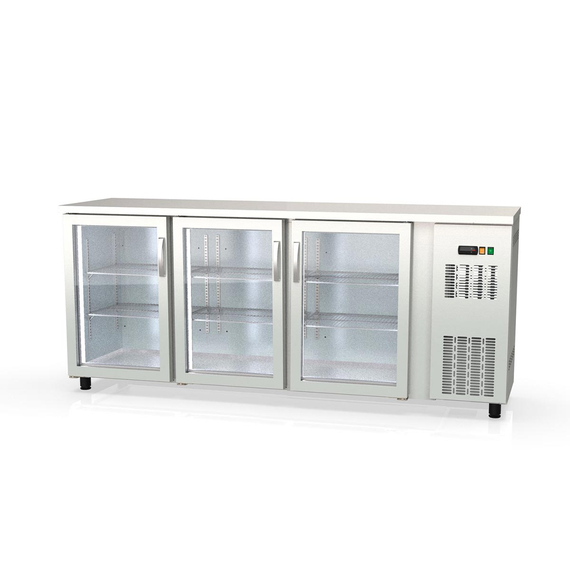 Vaiotec Topline Barkühltisch Edelstahl / 3 Glastüren, 2025 x 530 mm