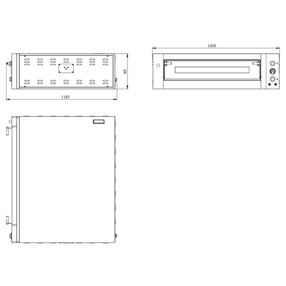 Vaiotec Topline Elektro Pizzaofen 9 x 34 cm, 1450 x 1185 mm