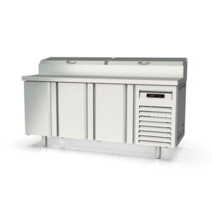Vaiotec Topline Belegstation / 3-fach mit Türen, Edelstahlaufsatz, GN 1/4, 1795 x 700 mm