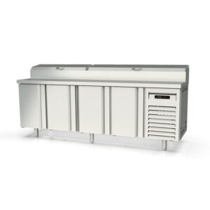 Vaiotec Topline Belegstation / 4-fach mit Türen, Edelstahlaufsatz, GN 1/6, 2245 x 700 mm
