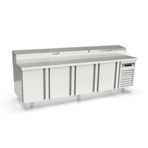 Vaiotec Topline Belegstation / 4-fach mit Türen, EN 60x40, Edelstahlaufsatz, GN 1/3, 2545 x 800 mm