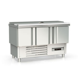 Vaiotec Topline Saladette / 3-fach mit Türen, Edelstahldeckel, GN 1/6 & 1/9, 1375 x 700 mm