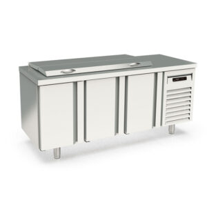 Vaiotec Topline Saladette / 3-fach mit Türen, Edelstahldeckel, GN 1/6, 1795 x 700 mm
