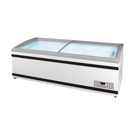 Vaiotec Topline Tiefkühltruhe 900 mit Glasschiebedeckel, Weiß, Kopfendtruhe für Kombinationen, LED, 1970 x 865 mm