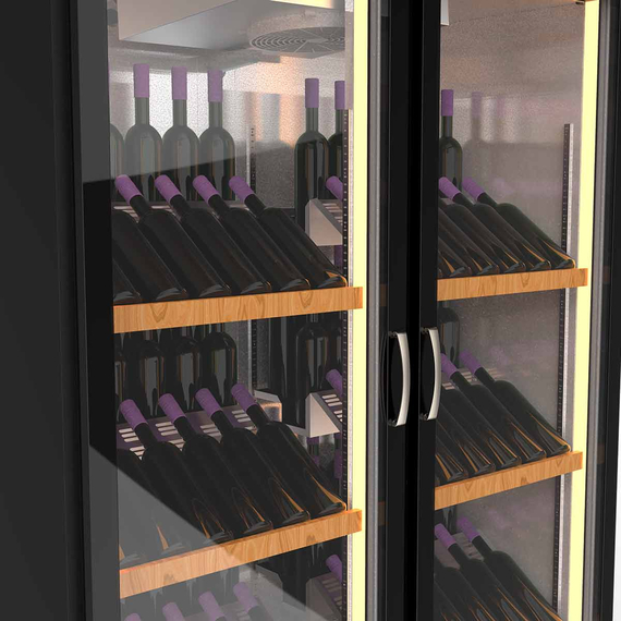 Vaiotec Topline Weinkühlschrank Schwarz, 1010 Liter, 210 Flaschen, 2 Zonen, 1370 x 735 mm