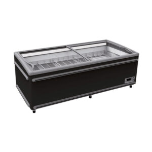 Vaiotec Topline Kühl- und Tiefkühltruhe 850 mit Glasschiebedeckel, Schwarz, LED, 1456 x 858 mm