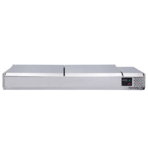Vaiotec Kühlaufsatz mit Edelstahldeckel, 5 x GN 1/3 + 1 x GN1/2, 1480 x 395 mm