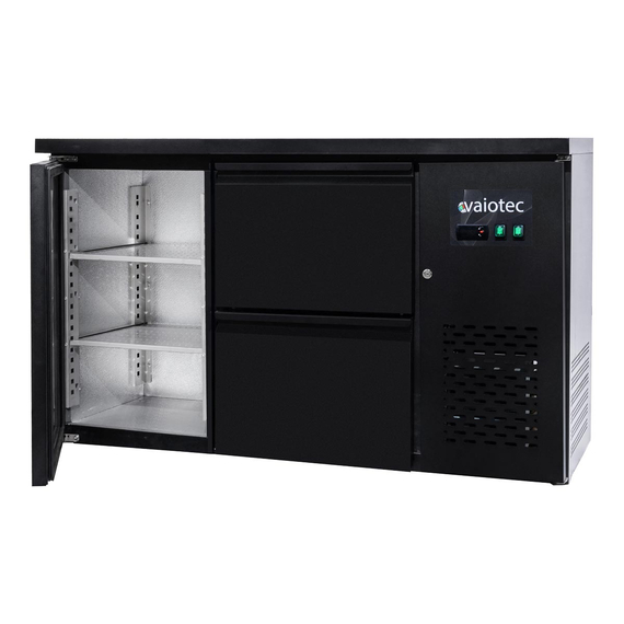Vaiotec Barkühltisch schwarz / 1 Tür & 2 Schubladen - 280 l, 1465 x 520 mm