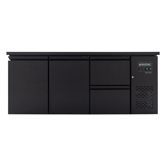 Vaiotec Barkühltisch schwarz / 2 Türen & 2 Schubladen - 425 l, 2005 x 520 mm