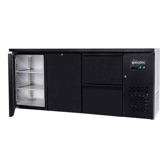 Vaiotec Barkühltisch schwarz / 2 Türen & 2 Schubladen - 425 l, 2005 x 520 mm