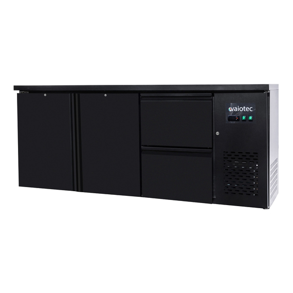 Vaiotec Barkühltisch schwarz / 2 Türen & 2 Schubladen - 425 l, 2005 x 520 mm