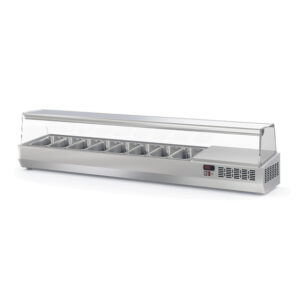 Vaiotec Topline Kühlaufsatz mit Glasabdeckung 8xGN1/4, 1795 x 336 mm
