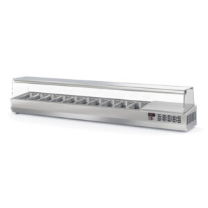 Vaiotec Topline Kühlaufsatz mit Glasabdeckung 10xGN1/3, 2245 x 396 mm