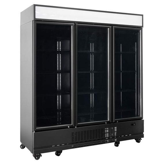 Vaiotec Topline Getränkekühlschrank 3 Türen / 1610 Liter mit Leuchtaufsatz "schwarz", 1919 x 742 mm