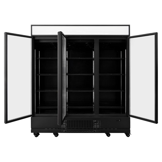 Vaiotec Topline Getränkekühlschrank 3 Türen / 1610 Liter mit Leuchtaufsatz "schwarz", 1919 x 742 mm