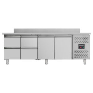 Vaiotec Kühltisch / 2 Türen & 4 Schubladen inkl. Aufkantung - Monoblock, 2230 x 700 mm