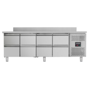 Vaiotec Kühltisch / 8 Schubladen inkl. Aufkantung - Monoblock, 2230 x 700 mm