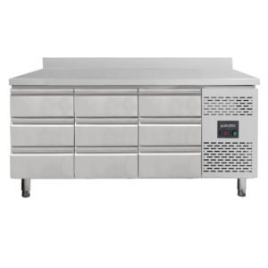 Vaiotec Kühltisch / 9 Schubladen inkl. Aufkantung - Monoblock, 1795 x 700 mm