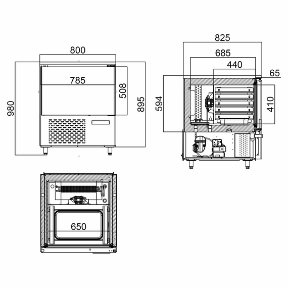 Vaiotec Schockfroster SE für 5x GN 1/1, 800 x 825 mm