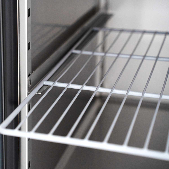 Vaiotec Salattheke / 2-fach mit Türen, Glasaufbau, für 4x GN 1/1 "grau", 1500 x 800 mm