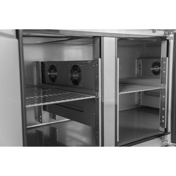 Vaiotec Salattheke / 3-fach mit Türen, Glasaufbau, für 5x GN 1/1 "grau", 2000 x 800 mm