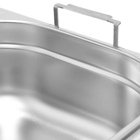 Stalgast Edelstahl Gastronormbehälter Serie STANDARD, GN 1/2 (100mm), mit Fallgriffen